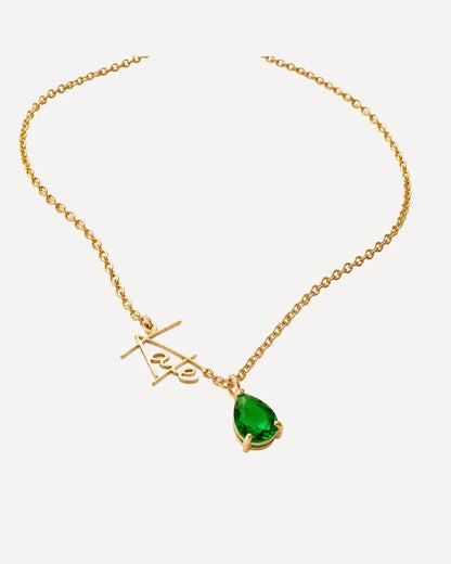 Women Signature Name Necklace with Birthstone