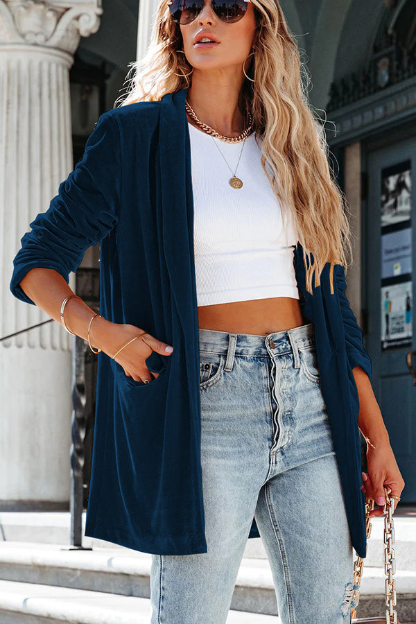 Crush Pocketed Velvet Blazer