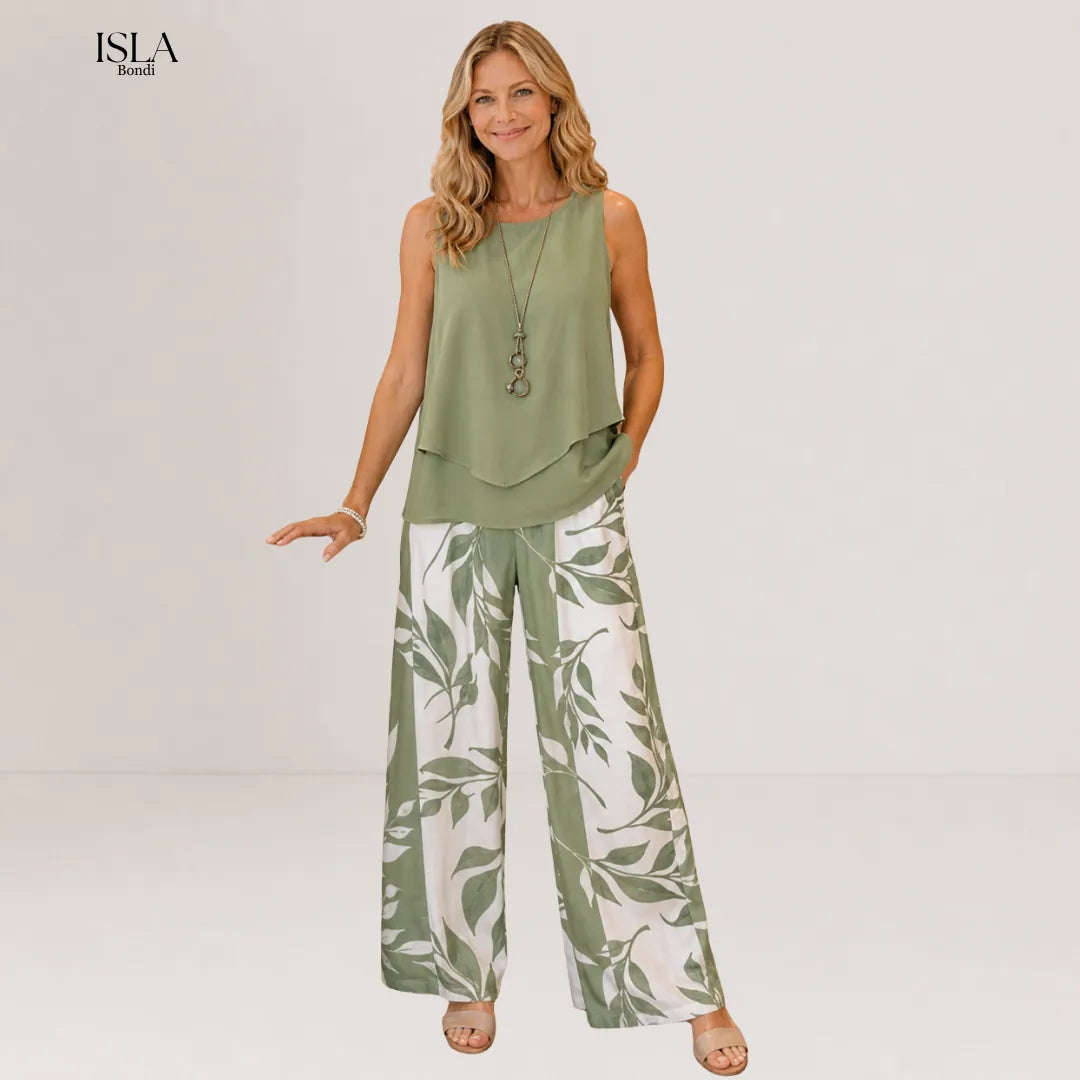 Ovelynra | Sleeveless Top And Wide-Leg Pants Set
