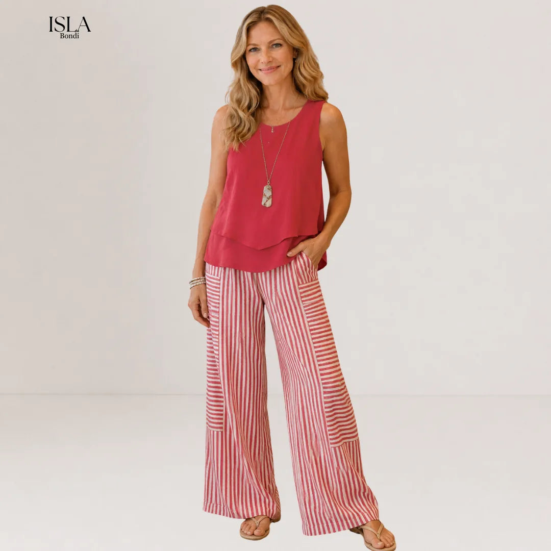 Ovelynra | Sleeveless Top And Wide-Leg Pants Set
