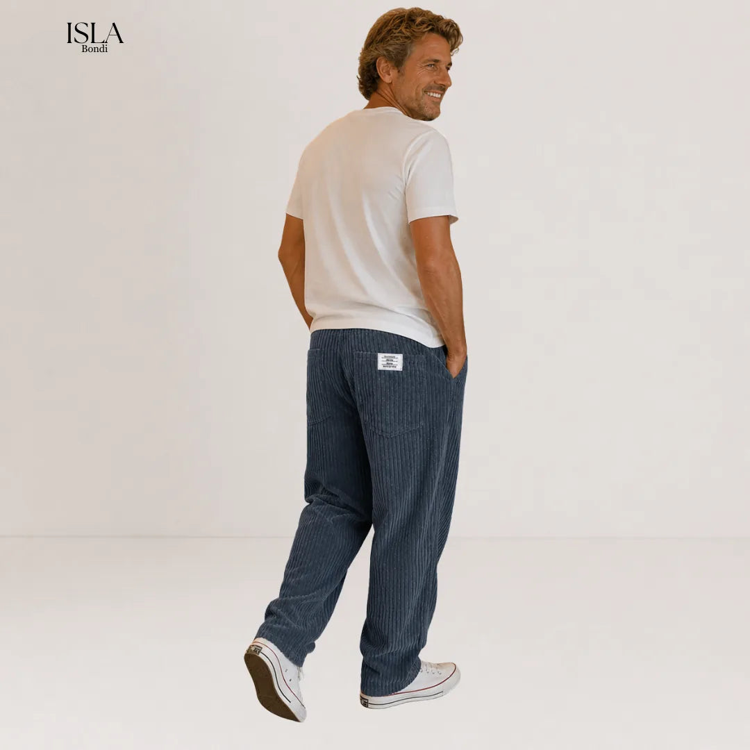 Men's Corduroy Pants with Elastic Waistband