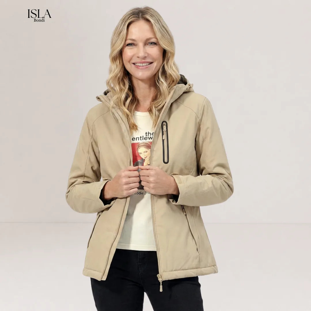 Women's Heated Jacket Hooded USB Zip Up | Pockets