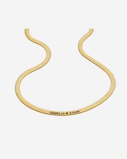 Sophia Herringbone Necklace with Engraved Names