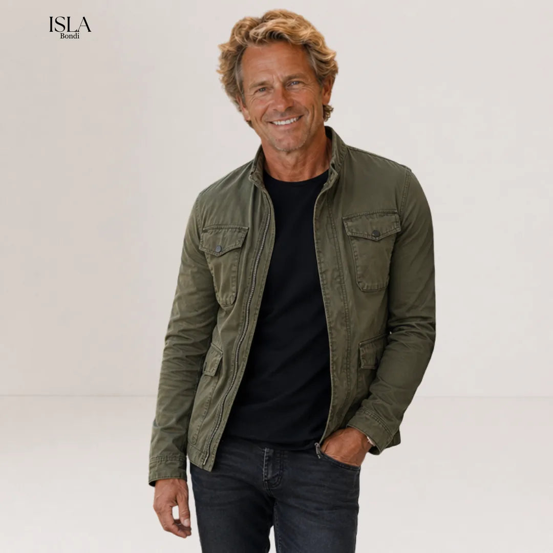 Men's Retro Casual Cotton Zipper Stand Collar Jacket
