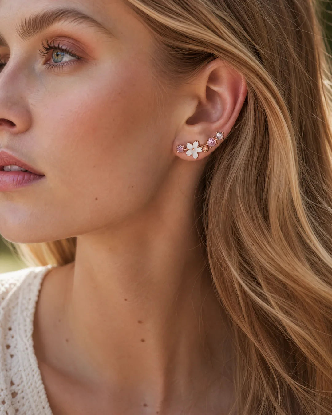 Elodie Floral Ear Climber Earrings Bloom