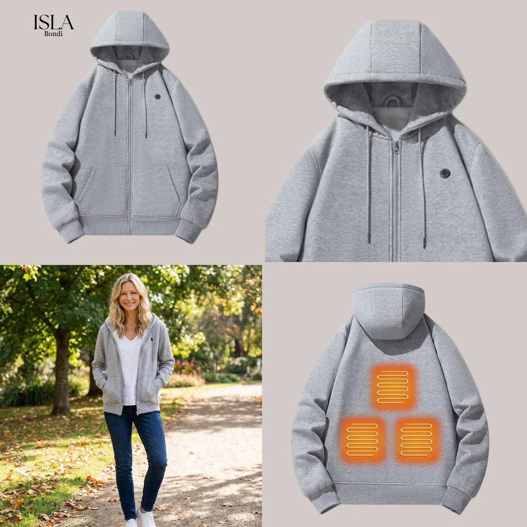 Women's Heated Jacket Hoodie Zip Up Kangaroo Pocket | Winter