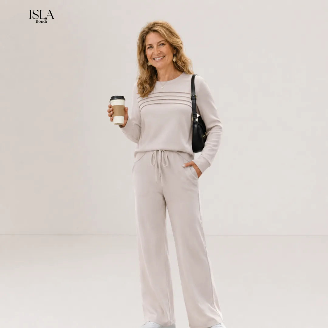 Women's Crew Neck Top & Drawstring Pants Set