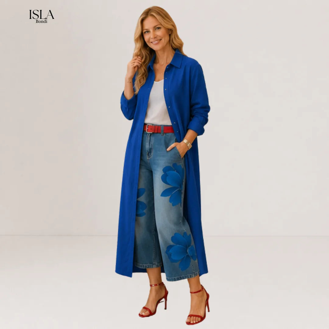 Maud - Shirt Dress and Floral Jeans Set