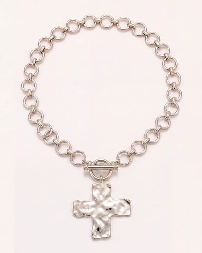 Seraphina Hammered Cross Necklace Faith