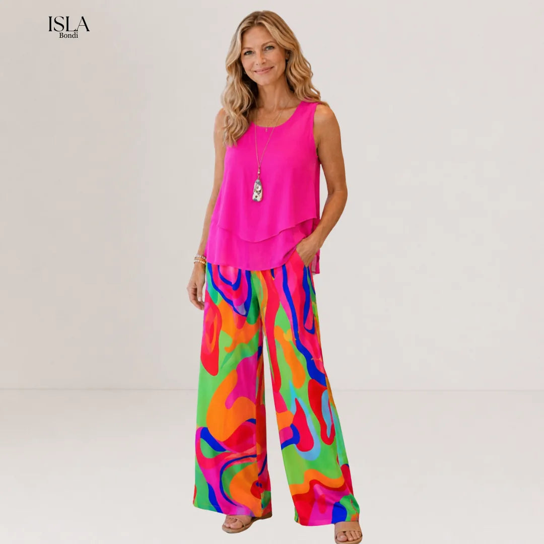 Ovelynra | Sleeveless Top And Wide-Leg Pants Set