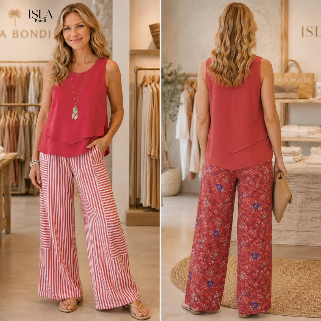 Ovelynra | Sleeveless Top And Wide-Leg Pants Set