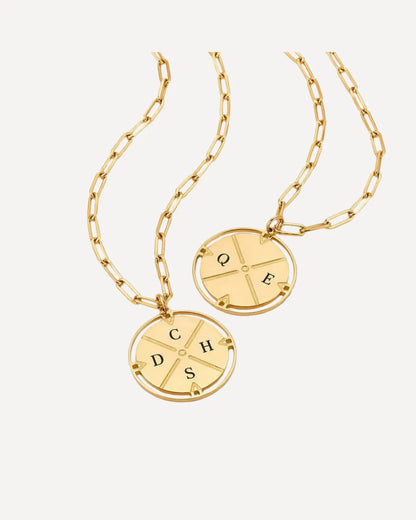 Charlotte Compass Necklace with Engraved Initials