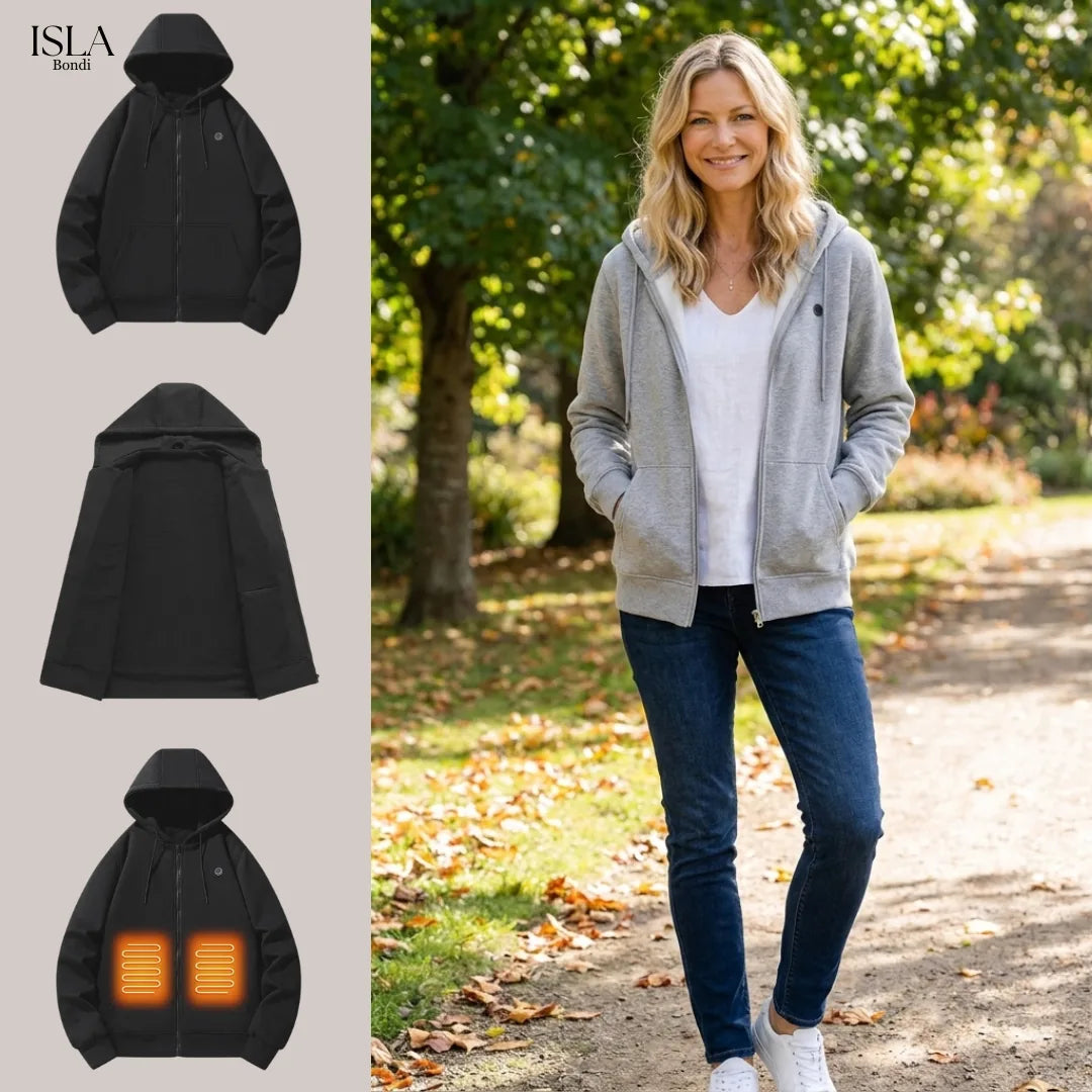 Women's Heated Jacket Hoodie Zip Up Kangaroo Pocket | Winter