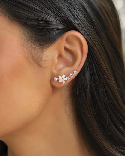 Elodie Floral Ear Climber Earrings Bloom