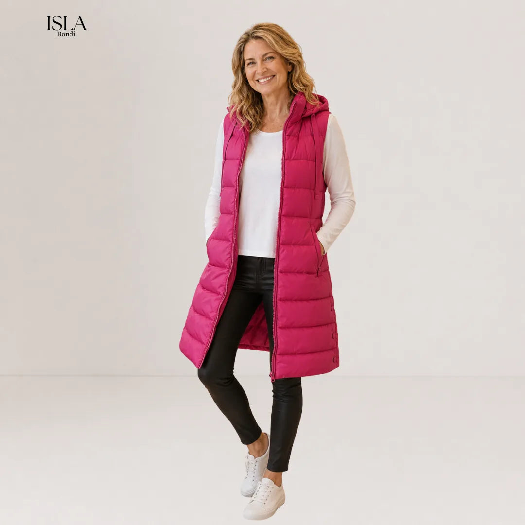 RAIN™ - Casual Sleeveless Hood Long Puffer Vest