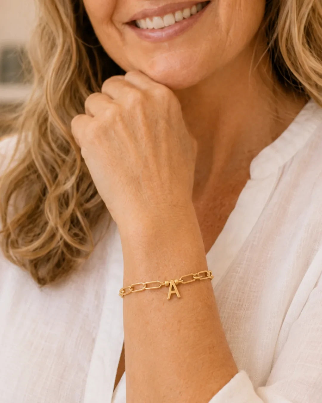 Olivia Paperclip Bracelet with Initial Charm