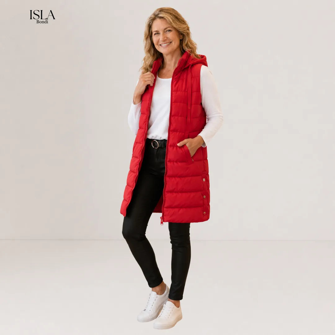 RAIN™ - Casual Sleeveless Hood Long Puffer Vest