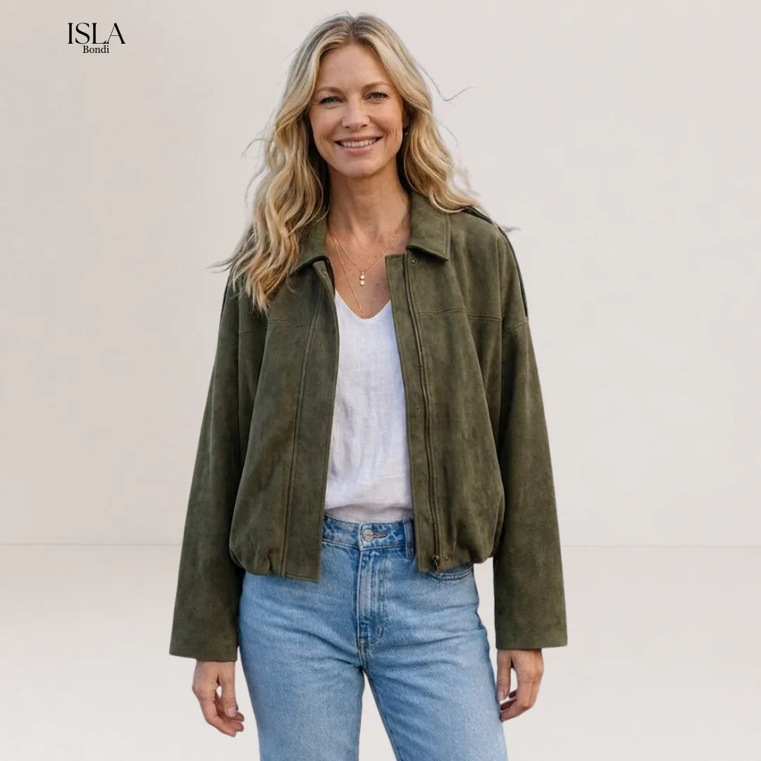 Lara Suede Bomber Jacket