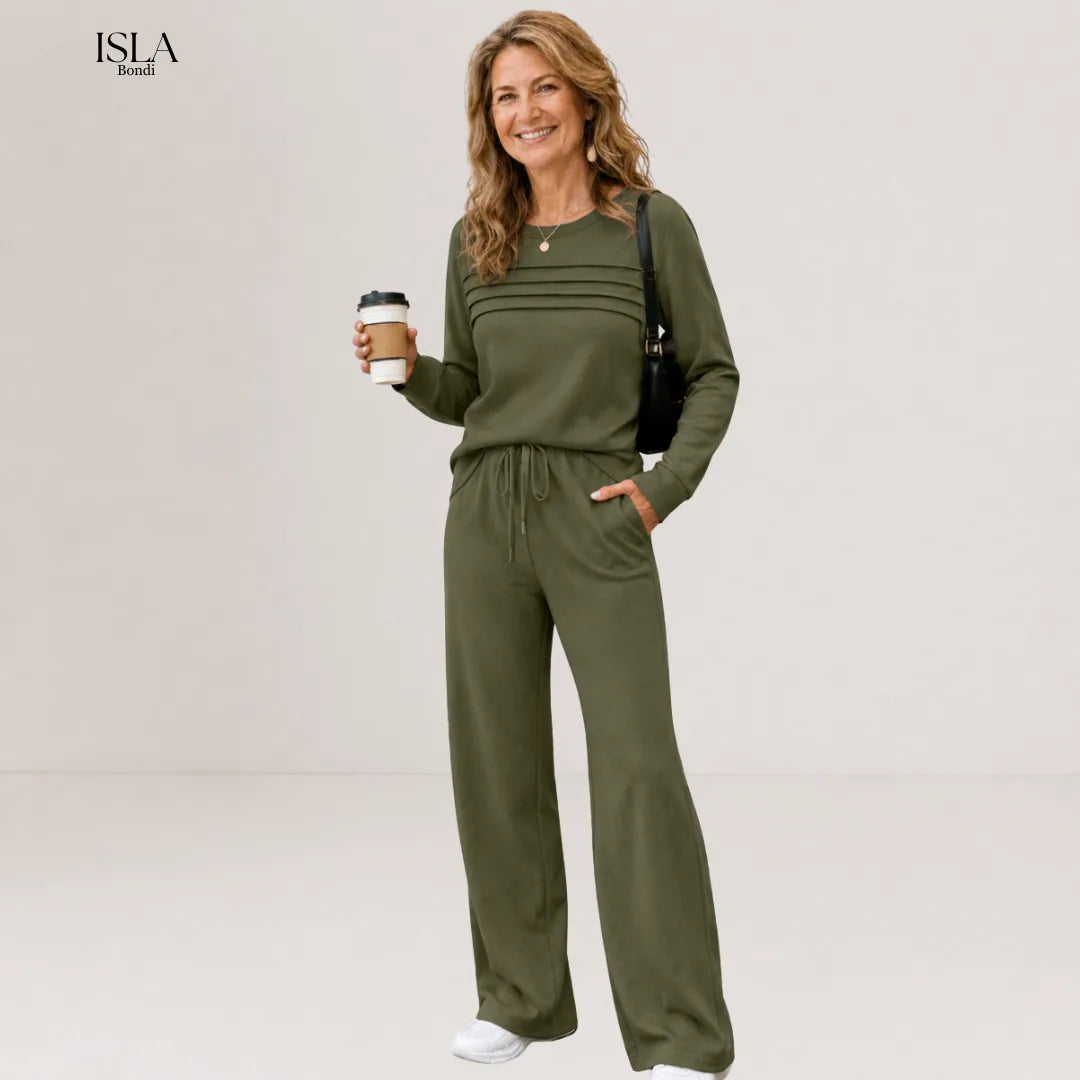 Women's Crew Neck Top & Drawstring Pants Set