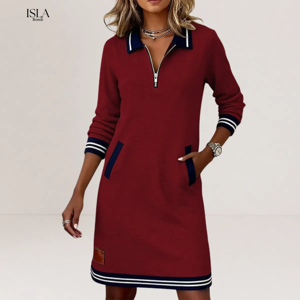 Saylor™ Zip Collar Sweatshirt Dress