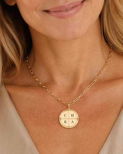 Charlotte Compass Necklace with Engraved Initials
