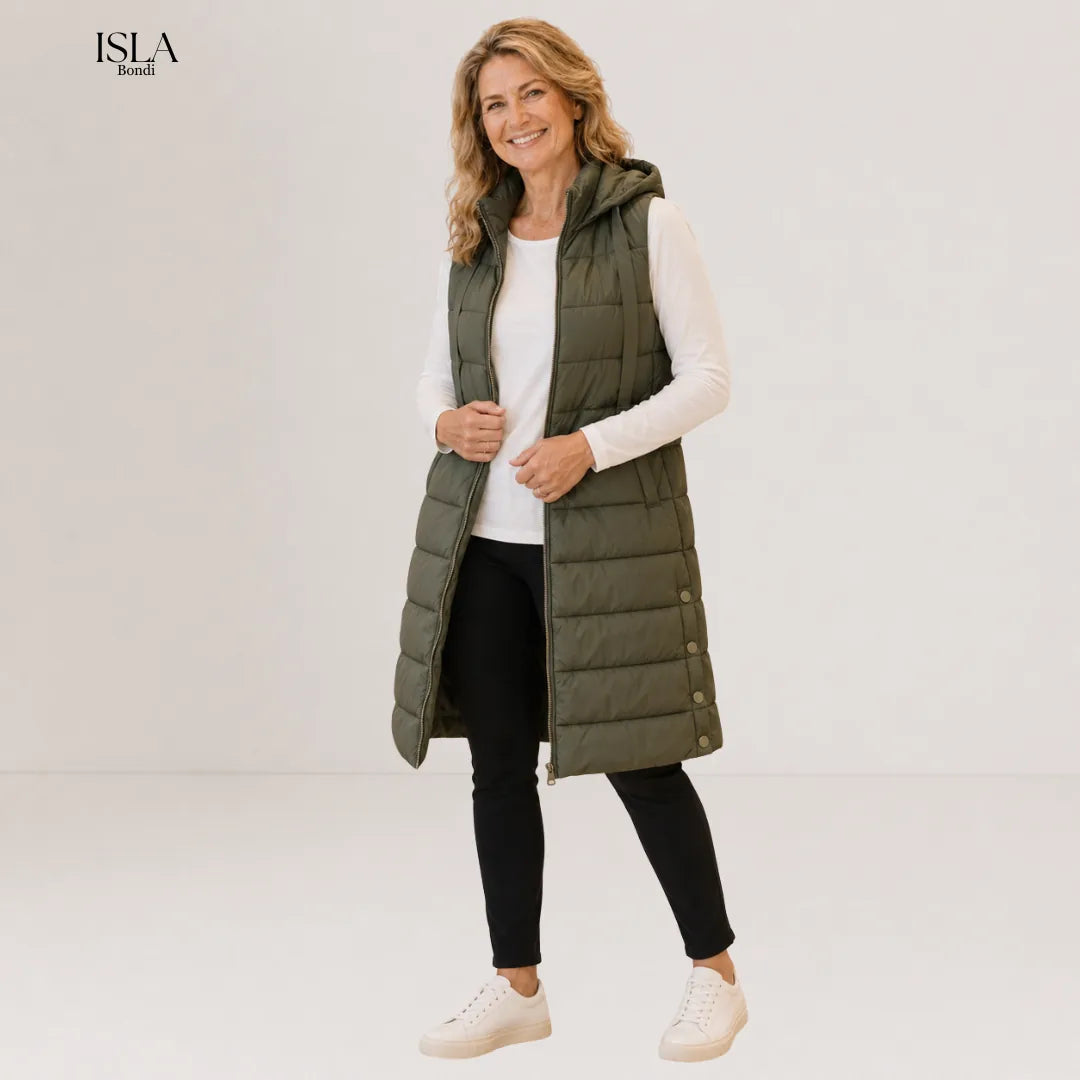 RAIN™ - Casual Sleeveless Hood Long Puffer Vest