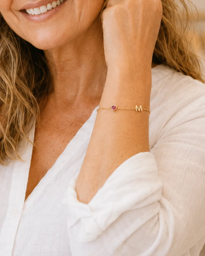 Mia Initial Birthstone Bracelet