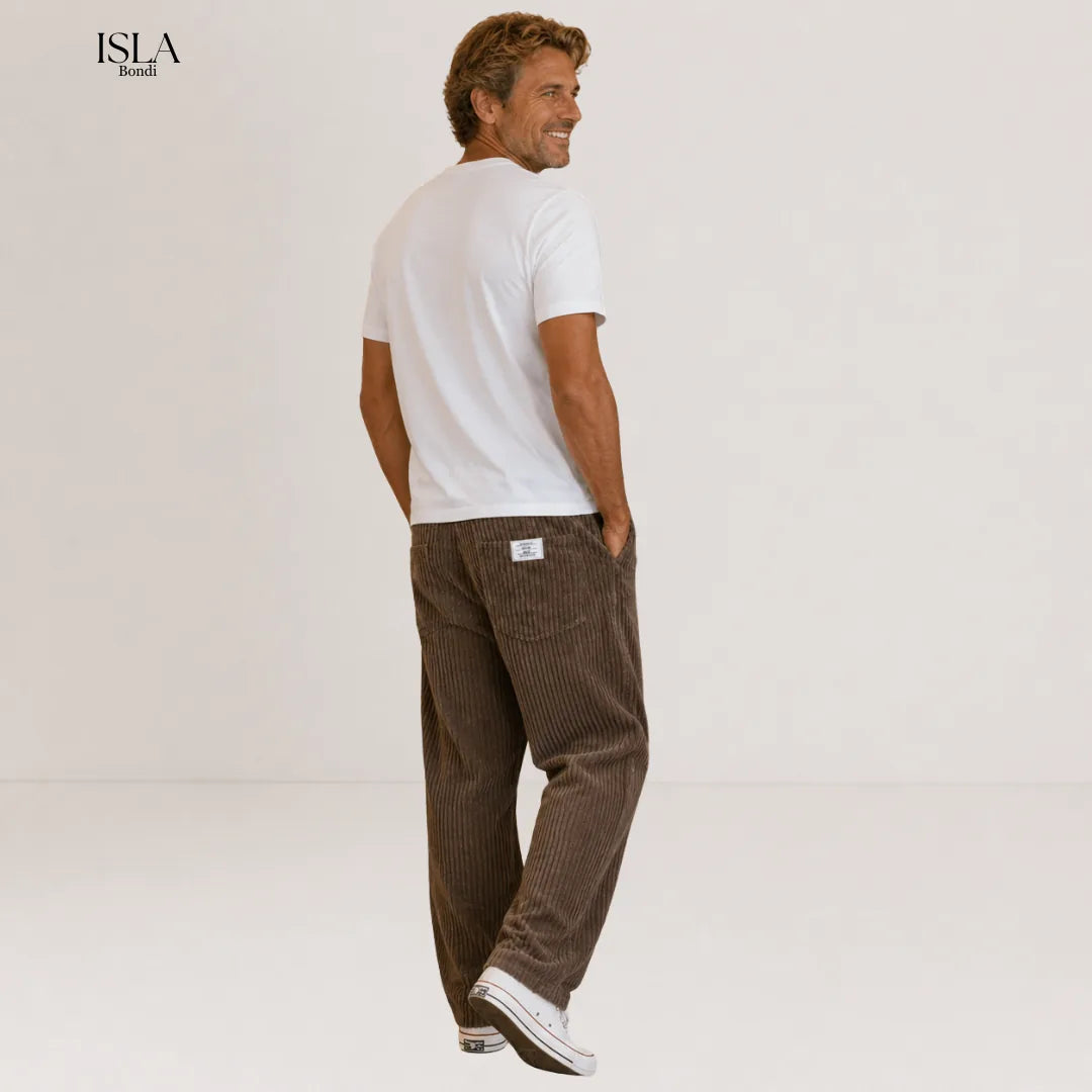 Men's Corduroy Pants with Elastic Waistband