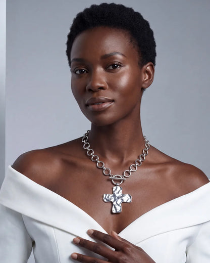 Seraphina Hammered Cross Necklace Faith