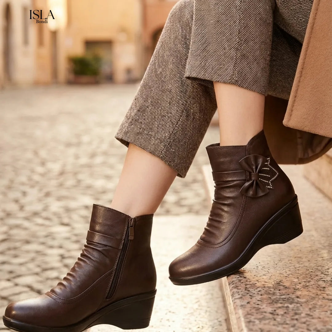 SERENELLA™ WOMEN'S SIDE ZIPPER PLATFORM BOWKNOT BOOTS