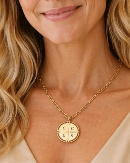 Charlotte Compass Necklace with Engraved Initials