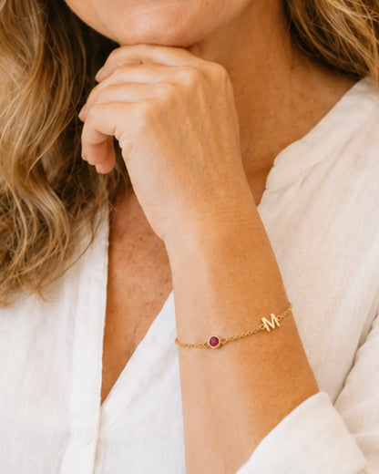 Mia Initial Birthstone Bracelet