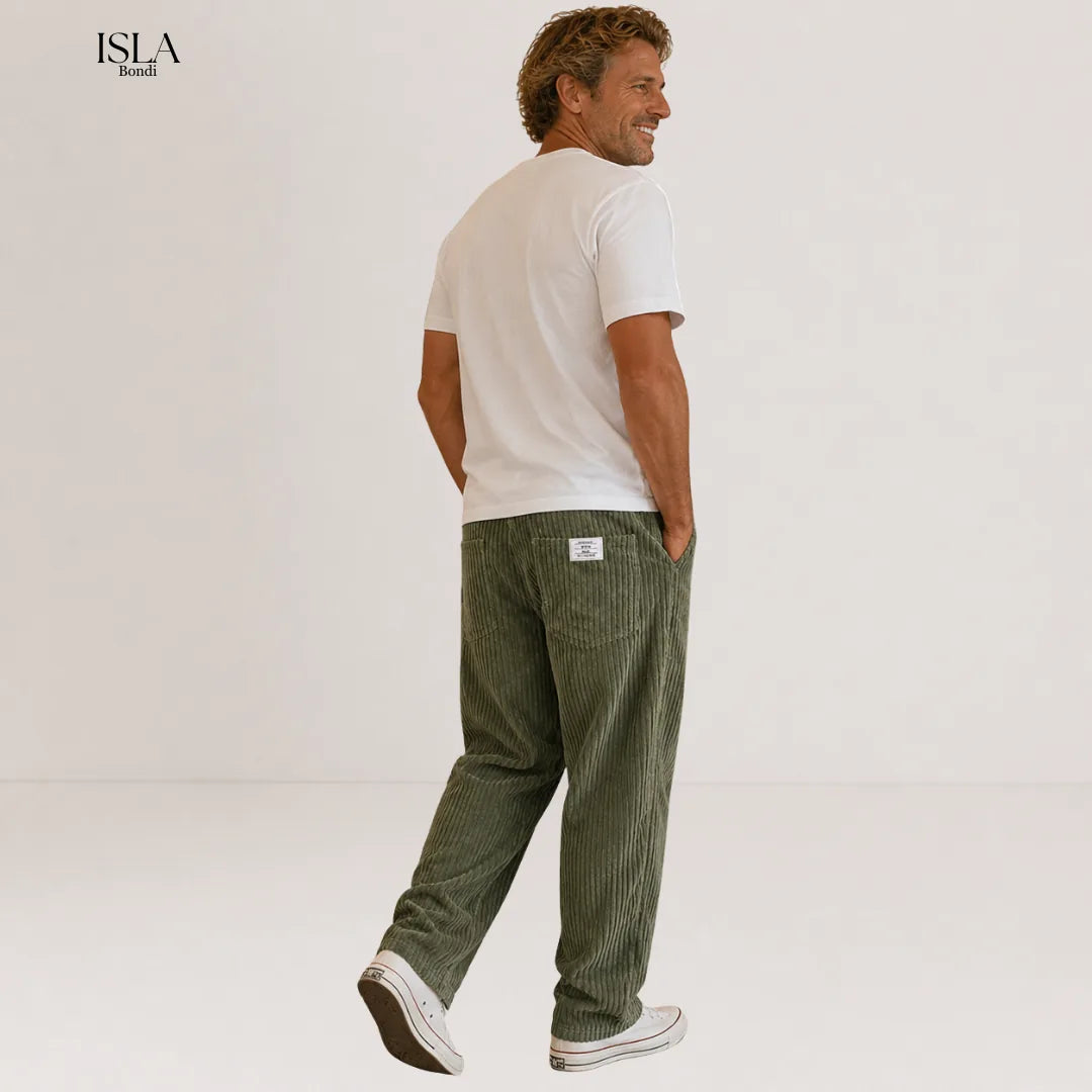 Men's Corduroy Pants with Elastic Waistband