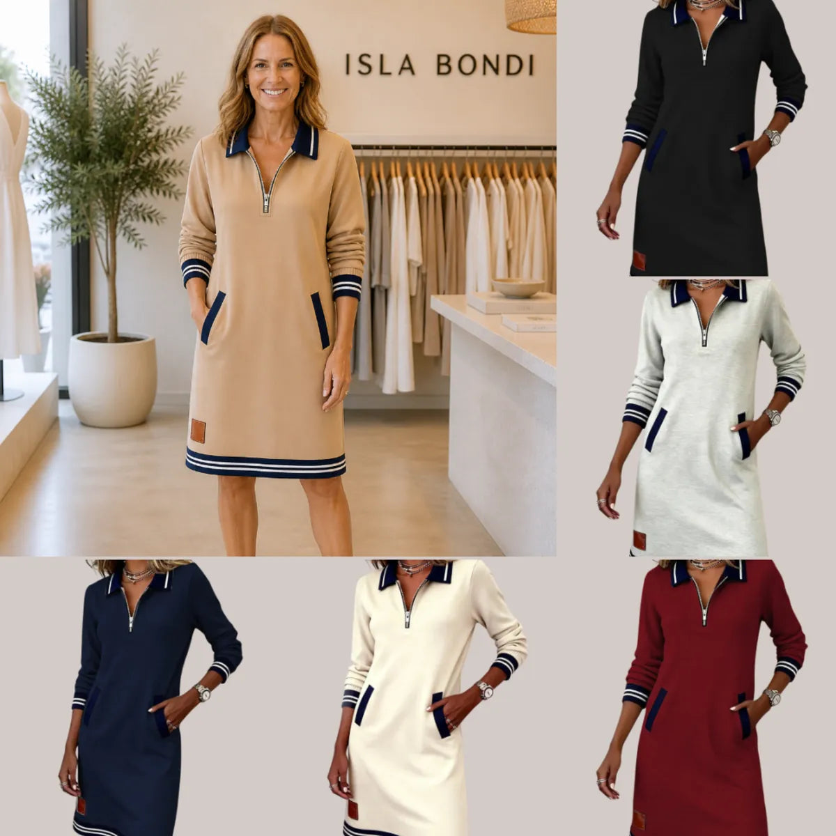 Saylor™ Zip Collar Sweatshirt Dress