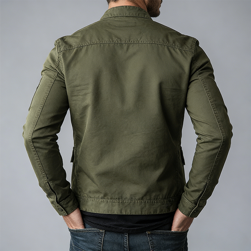 Men's Retro Casual Cotton Zipper Stand Collar Jacket