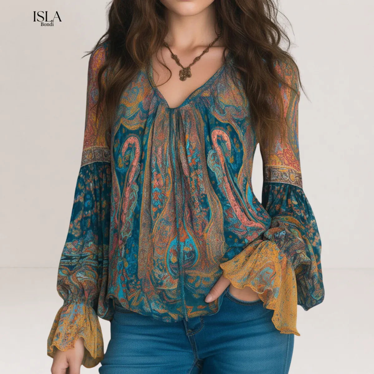 Selah™ Boho Paisley Chiffon Blouse