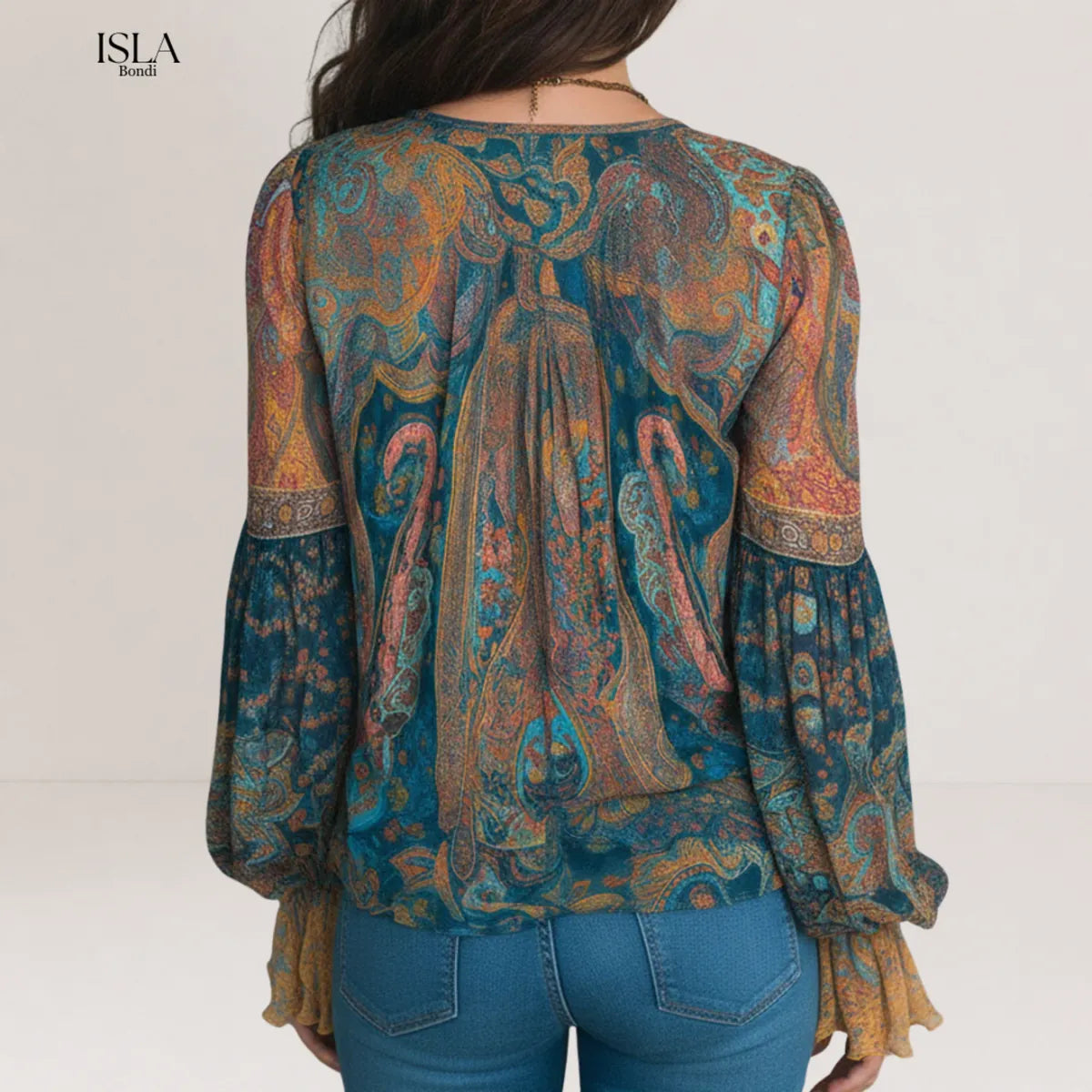 Selah™ Boho Paisley Chiffon Blouse