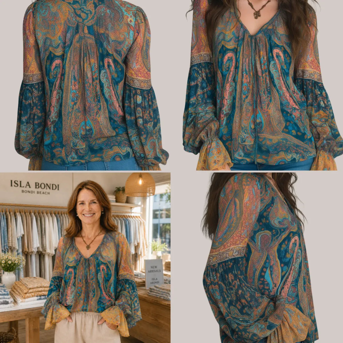 Selah™ Boho Paisley Chiffon Blouse